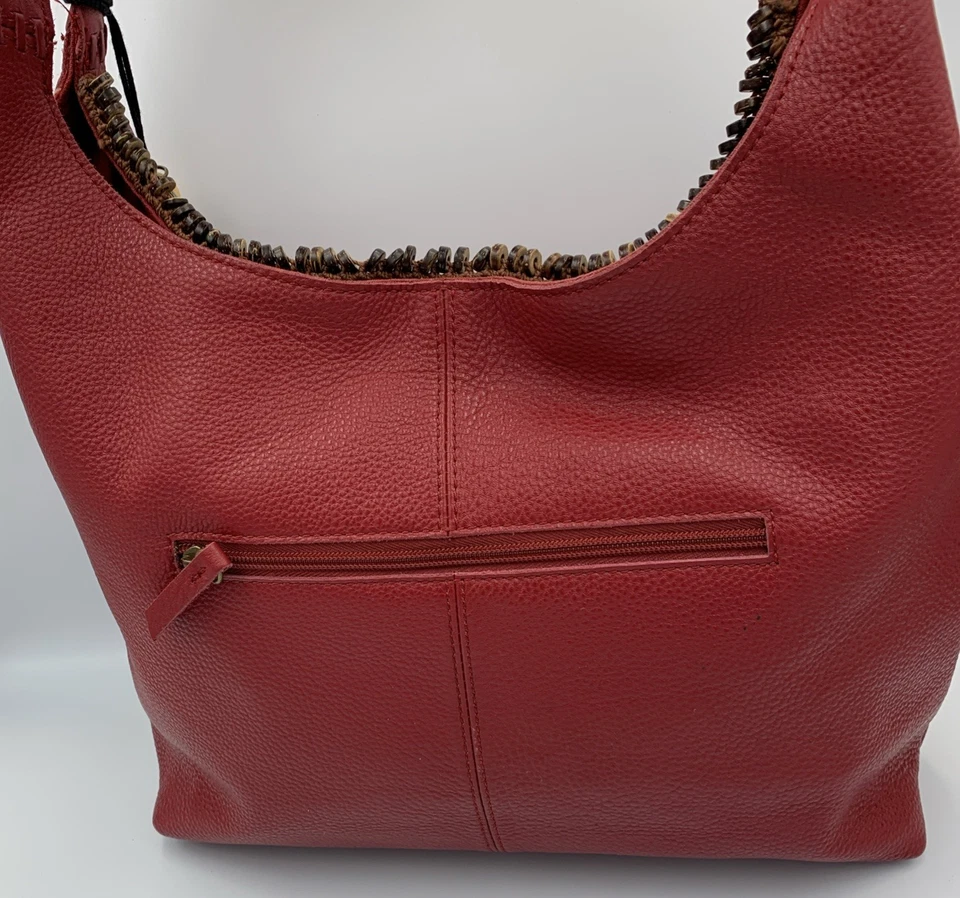Bolso Cartera The Sak Huntley Hobo Cuero Carmesí 2019 Borla Original BOHO Flecos Foto 4 de 4