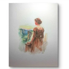 Original 8x10 Female Portrait  “Edge of Dawn” Watercolor Painting Sketch
