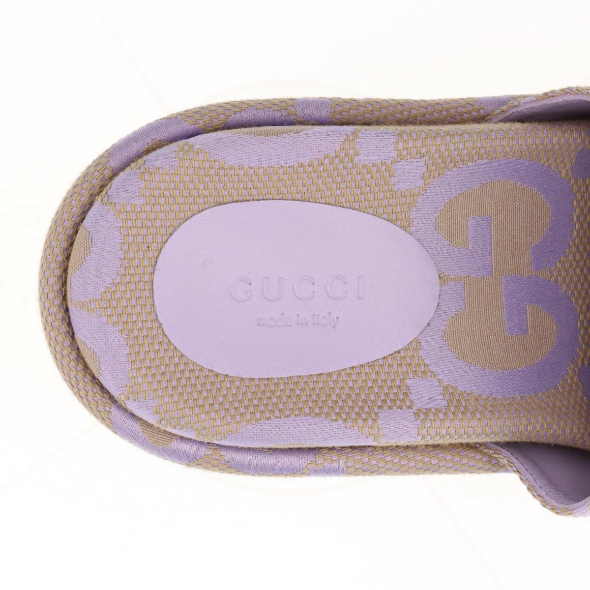 GUCCI GG Canvas 24 Years Canvas Wedge Sole Sandals 37 Women's Lavender 730047 Mu thumbnail 9