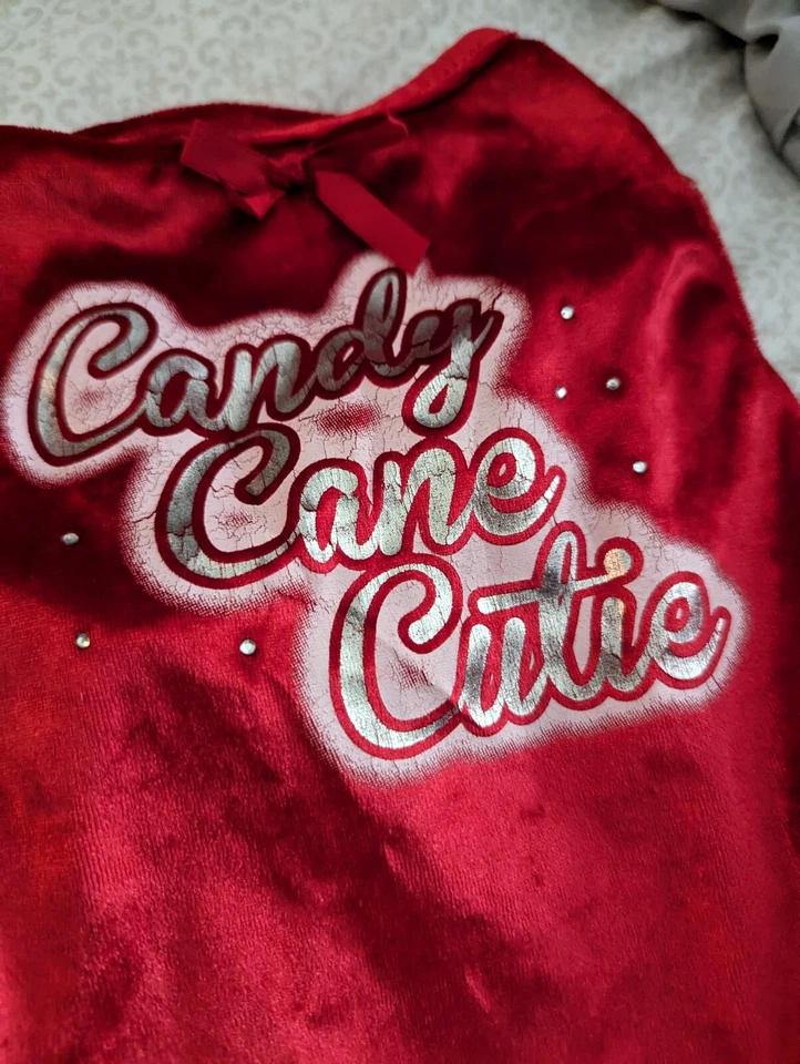 Simply Wag Dog Dress Christmas Red Candy Cane Cutie Velvet Tutu M - Image 3 of 4