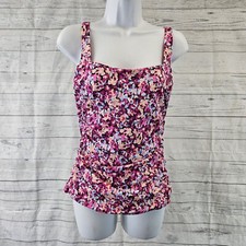 Athleta Womens Square Neck Tankini Sz 36B/C Pink Blue