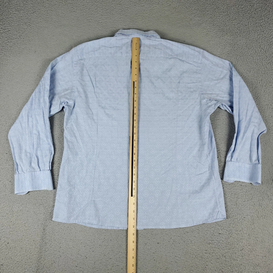 Camisa ETRO Para Hombre Talla 45 Azul Geométrica Hecha en Italia Manga Larga Abotonada * Foto 3 de 4