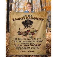 To My Badass Daughter Blanket Gift From Mom Mink Touch Plush Fleece Blanket
