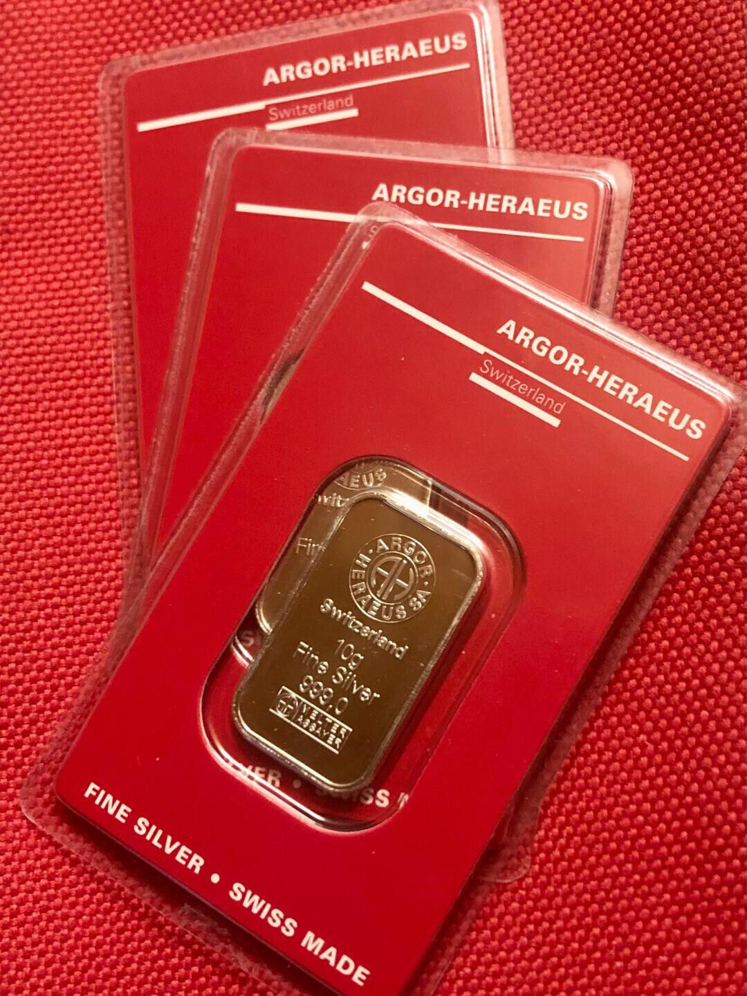 10 gram Argor-Heraeus (Switzerland) 999 Fine Silver Minted Bar in Sealed Assay
