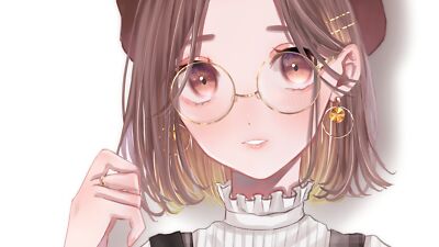 Anime 2d digital art girls gles brown eyes brunette Playmat Game Mat Desk