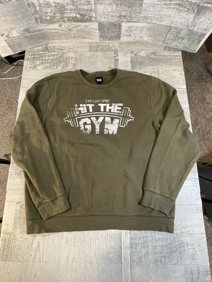 Sudadera Pullover Deportiva Everlast Para Hombre 2XL Verde Militar Golpear el Gimnasio Desteñida Foto 2 de 4
