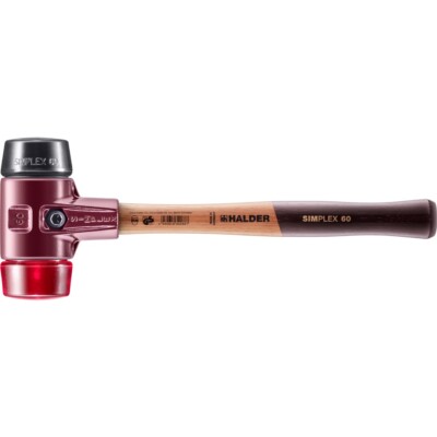 HALDER SIMPLEX Schonhammer Ø 60 mm Gummi schwarz / Plastik rot Gummihammer NEU