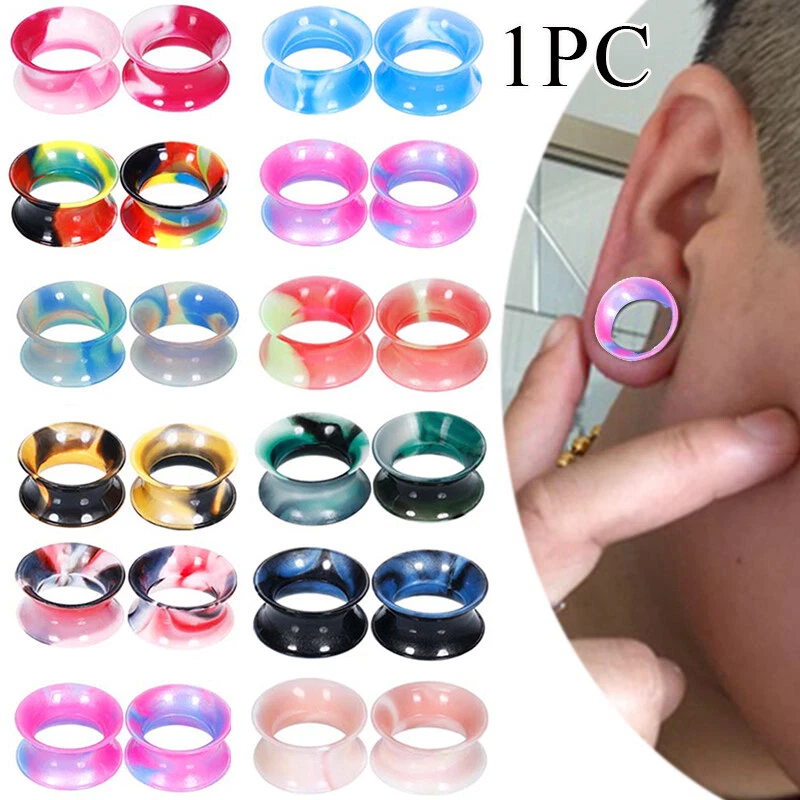Ultra Soft Flexible Silicone Flesh Ear Tunnels Plugs Colorful Earrings Skins Hot