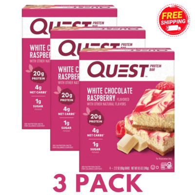 Quest Protein Bar, White Chocolate Raspberry, 20g Protein, 12 Ct 4g Net Carbs