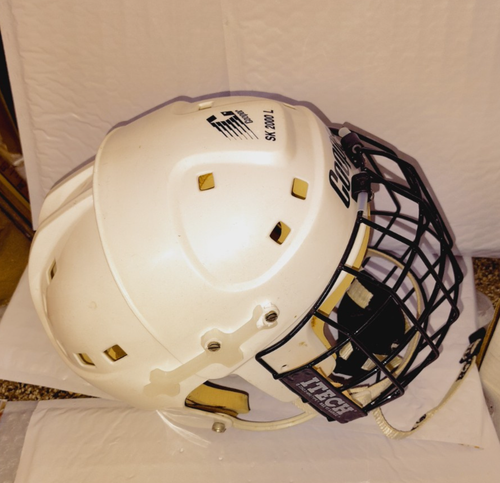 Vintage Cooper SK 2000 L White Hockey Helmet With Itech Mask HECC Certified - Picture 5 of 10