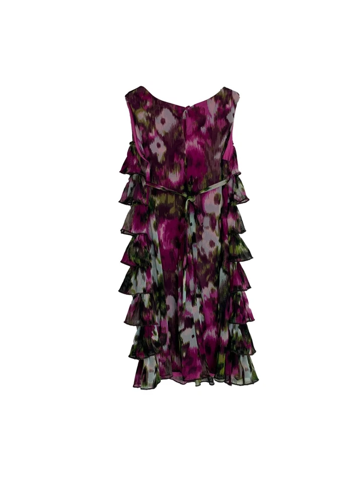 Vestido Bloome de Jeune File Niñas Talla 7 Rosa Verde Sin Mangas Volantes en Capas Foto 2 de 4