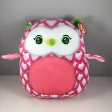 Ty Squish-a-Boos Beanie TOOTIE the Pink Owl Cushion Pillow (Small Size 10") MWMT