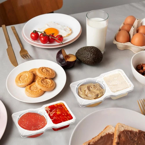 20 Stück Snackbehälter mit Deckel, Auslaufsichere Tauchbehälter mit 2 Fächern - Bild 4 von 7