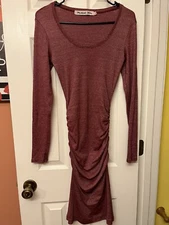 michael Stars Long Sleeve metallic burgundy maternity dress medium 
