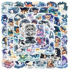 10pcs Sleepy Time Baby Animal Stickers- Scrapbooking Junk Journal DIY Crafts