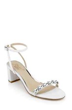 Jewel Badgley Mischka Danni Low Block Heel Sandal 8.5 White