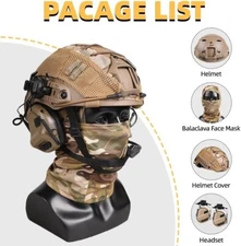 Tactical Helmet with Headset Adjustable Helmet with Helmet Cover and Fcae Mas...