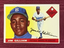 1955 Topps #5 JIM GILLIAM Brooklyn Dodgers MINT OC! Gorgeous Sharp Corner Card!!