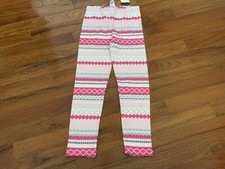 New Gymboree Girls Pink Fair Isle Striped Leggings Size 6