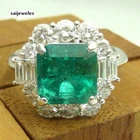 Art Deco 3CT Genuine Green Emerald Antique Vintage 14K White Gold Finish Ring