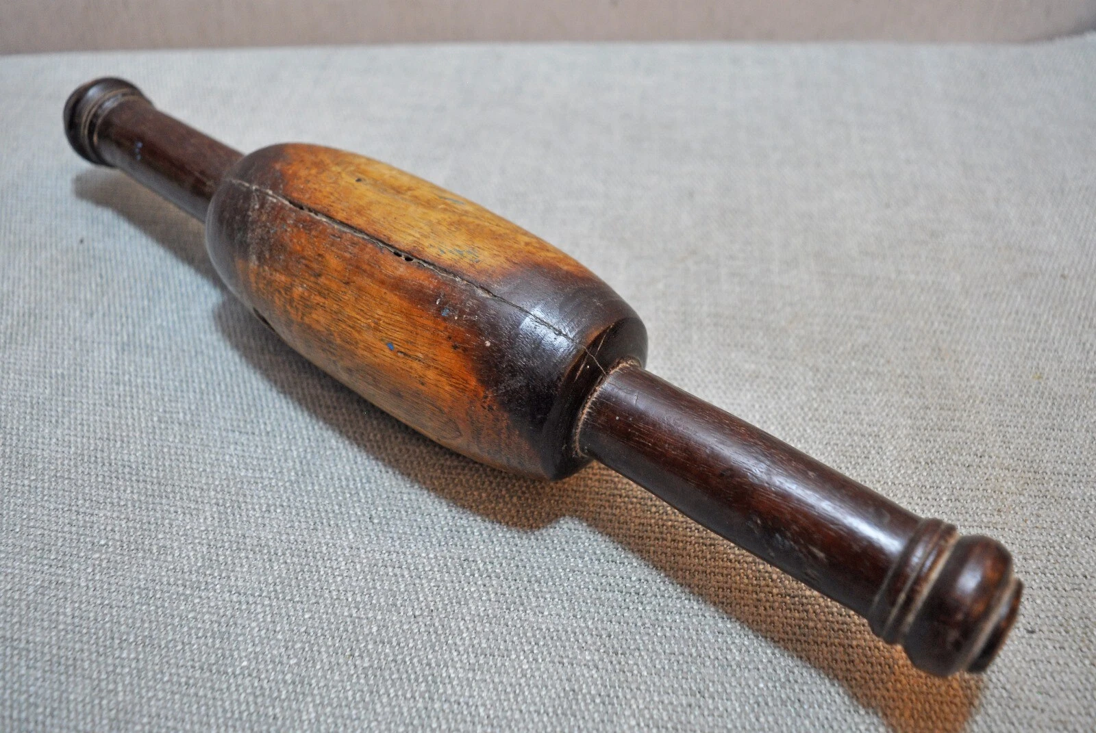 Original Old Antique Hand Carved Wooden Big Chapati Bread Rolling Pin Belan