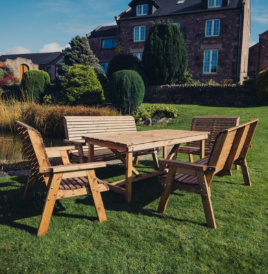 Wooden garden furniture Wooden garden table dining set Solid Patio Set ...
