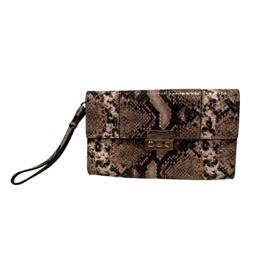 Massimo Dutti Women's Animal Print Python Wrist Strap Purse Bag
