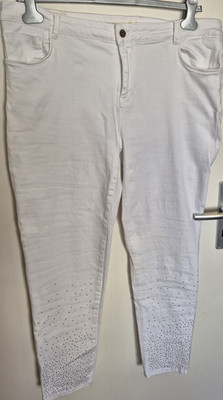 Magic Original Schiffhauer Munich Damen Skinny Jeans Weiß Strass Gr. 50