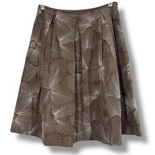 Vintage Talbots Skirt Taupe Brown Silk Metallic Embroidered Floral A-Line Size 2