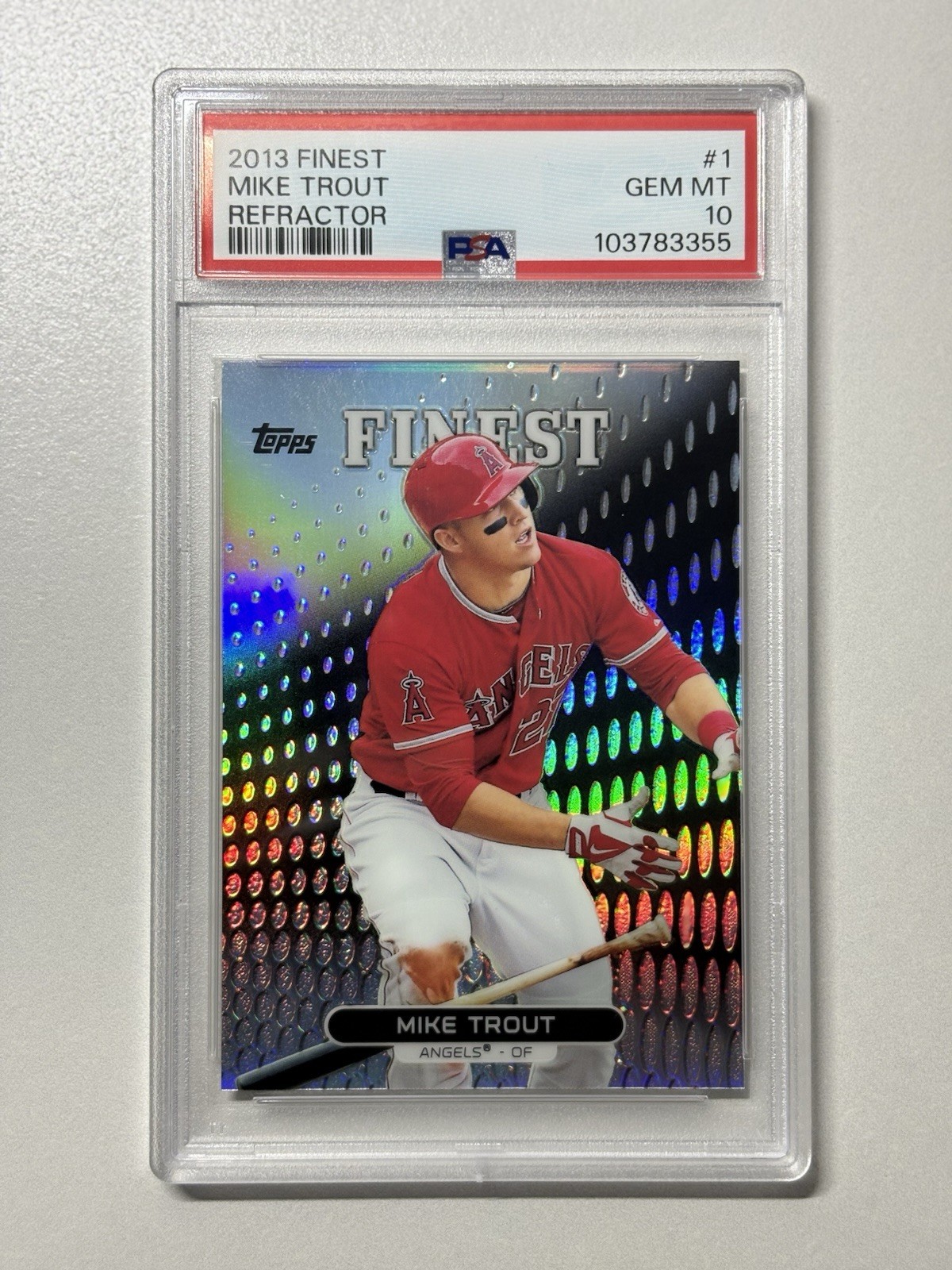 2013 Topps Finest Refractor #1 Mike Trout Angels PSA 10 GEM MINT