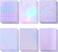 36 Sheets Holographic Sticker Paper, Clear 8.5x11 Inch, 