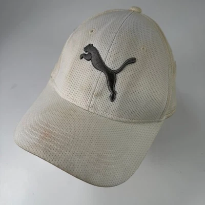 Puma Casquette De Baseball Homme Flexfit Extensible Performance Blanc Gris Logo - Photo 1/4