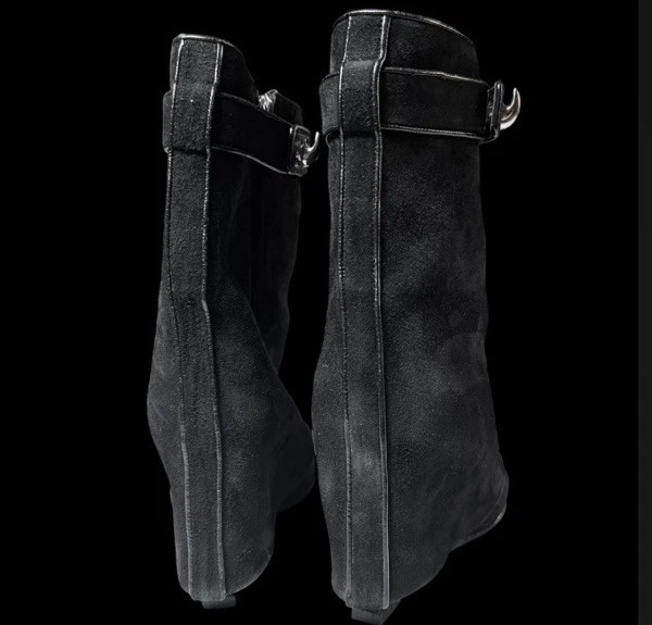 Givenchy акула черная замша на танкетке ботинки с кожаным ремешком - авангард - Изображение 3 из 4