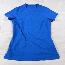 Unbranded Blue Womens S Medical Uniform Stretch V-Neck Short Sleeve Scrub Top