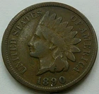 US 1890 Indian Head Cent  **