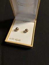 Everlasting Gold 14k karat 8mm 'Crystal Ball' shaped Earrings Studs