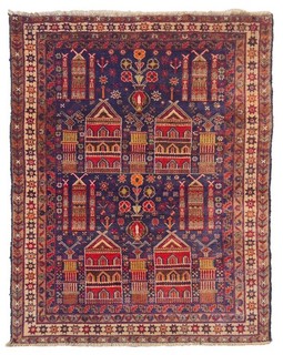 Rare Hand Knotted Vintage Afghan Zakani Balouch Wool Area Rug 6 x 4 Ft