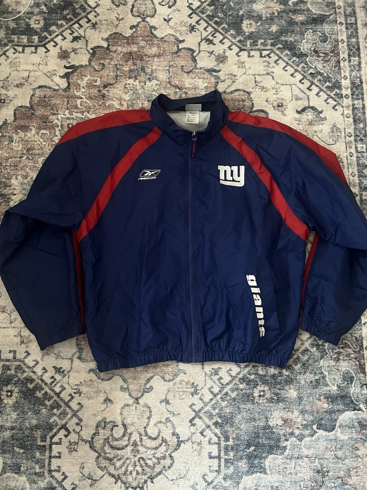 Vtg NFL New York Giants Men’s L Reebok Windbreaker Zip Sleeves Full Zip Jacket