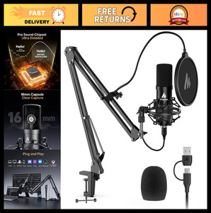 USB Kit de micros, 192KHZ/24Bit prêt à brancher Condenser Mic pour PC, Podcast, Gami