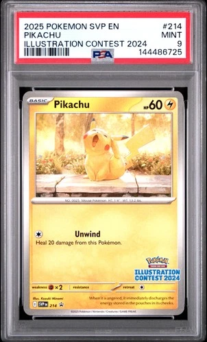PSA 9 Pikachu SVP 214 Illustration Contest 2024 Promo Pokemon