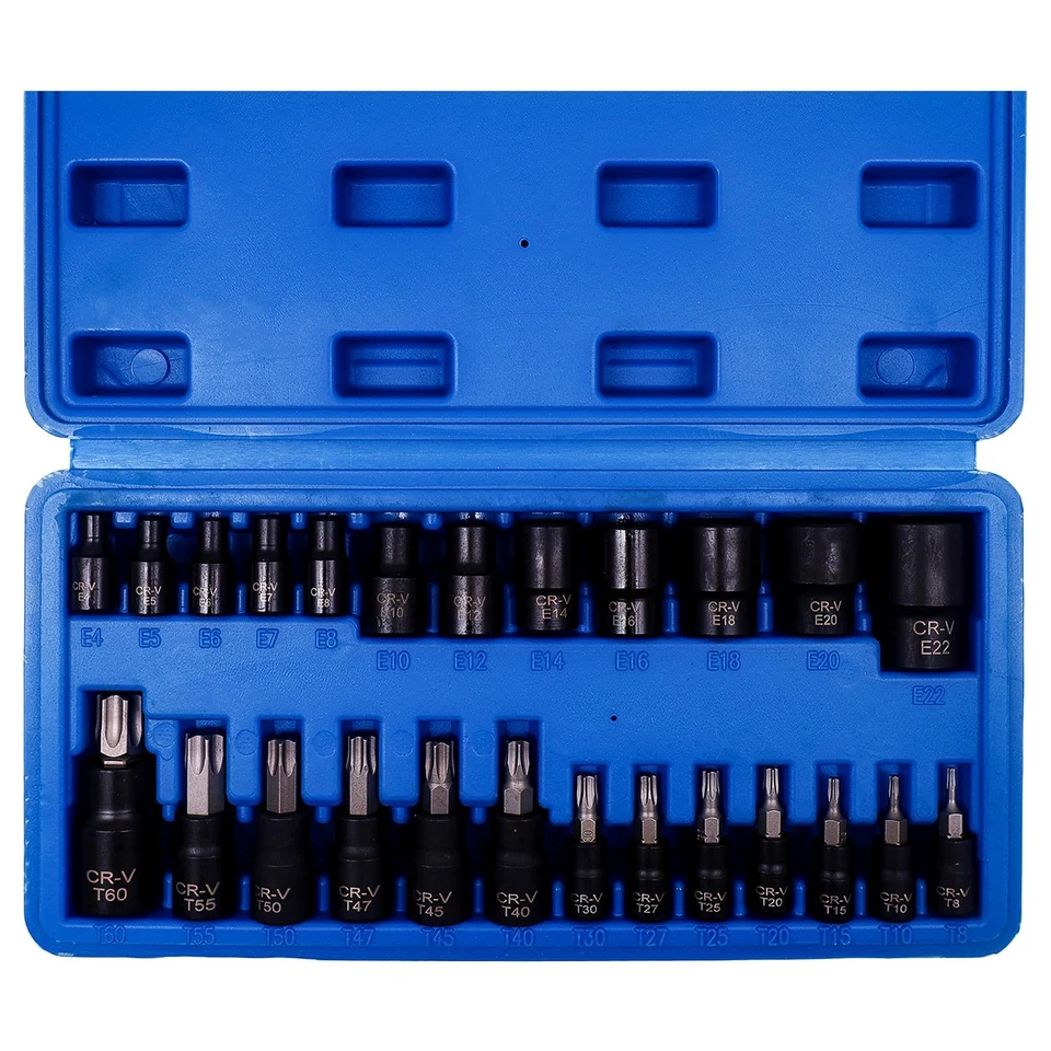 25PCS Torx Bit and Socket Set, Star Bits T8-T60 & E-Torx Sockets E4-E22, 1/4"... - Image 4 of 4