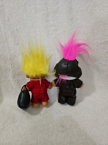 2 TROLL DOLLS-5" RUSS BELL HOP & RUSS MOTORCYCLE GUY ORIGINAL OUTFITS, VERY CUTE - Picture 2 of 2