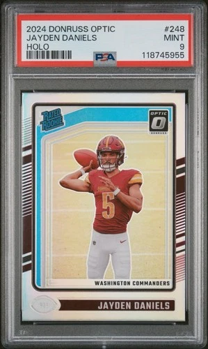 Jayden Daniels 2024 Panini Donruss Optic Rated Rookie Holo Prizm #248 PSA 9 MINT