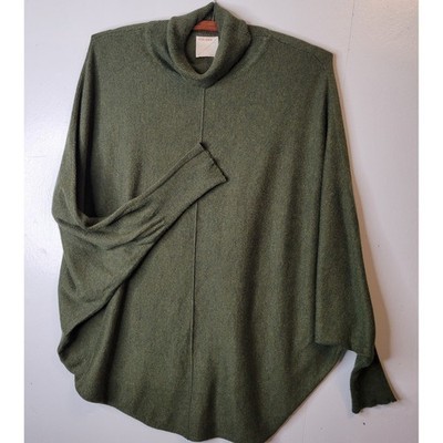 KERISMA Olive Green Oversized Turtleneck Dolman Sleeve Sweater Sz S/M Cashmere