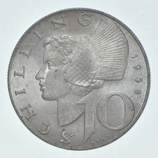 SILVER - WORLD Coin - 1958 Austria 10 Schilling - World Silver Coin *783