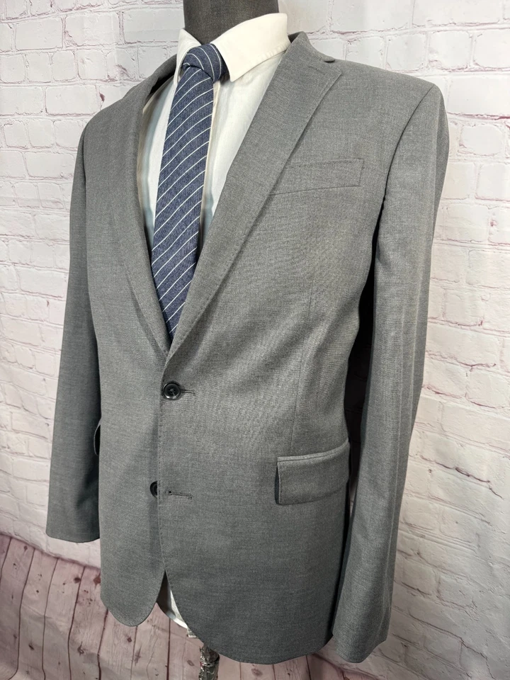 Chaqueta Blazer Abrigo Deportivo J.FERRAR Para Hombres Gris ELASTIZADO AJUSTADO MUESCA SOLAPA 42R Foto 2 de 4