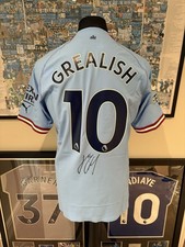Jack Grealish Match Worn/Issued Manchester City Shirt Signed Puma Treble