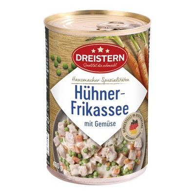9x DREISTERN Hühnerfrikassee 400g Dose / Original mit Gemüse Geflügel Konserve