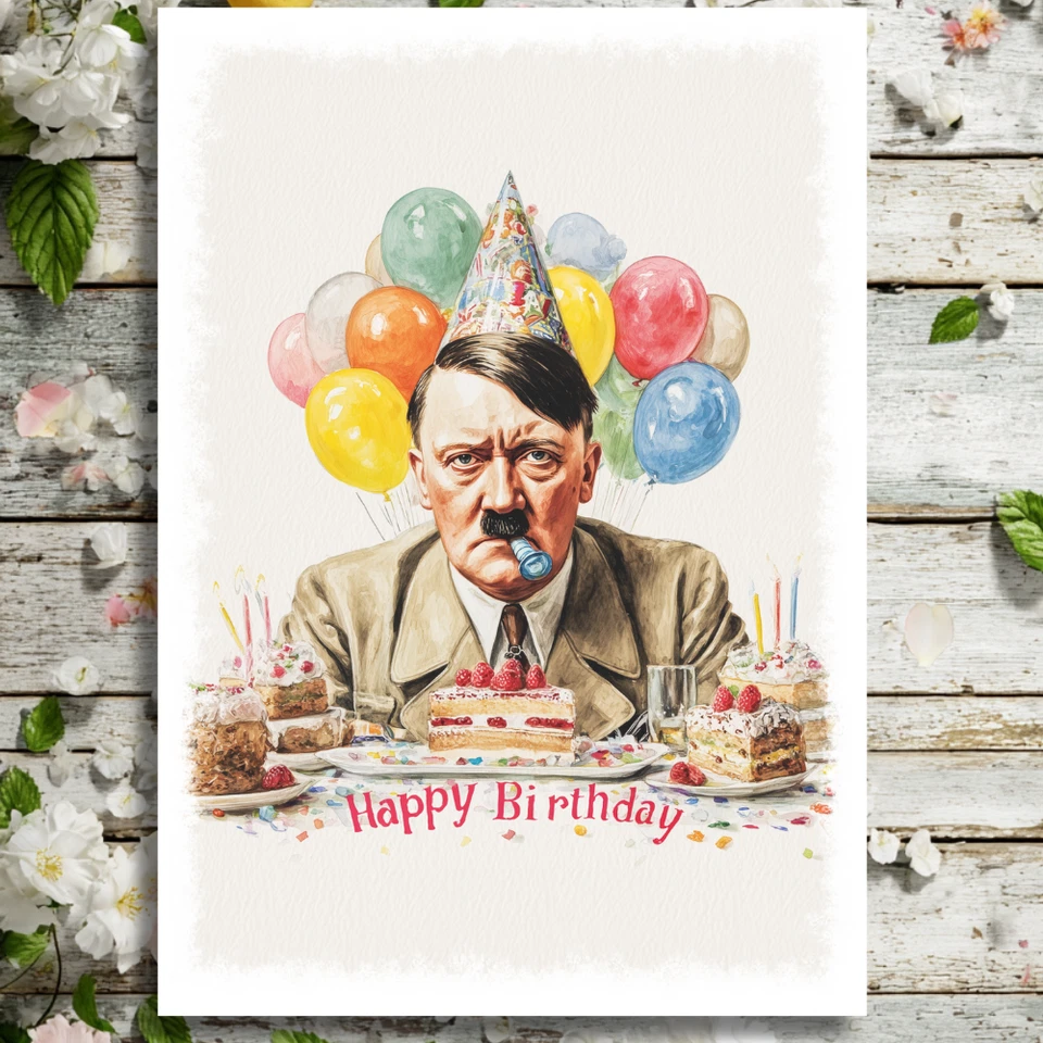 Funny Birthday Card, Adolf Hitler, It's Mein Birthday, Historical Dark Humour A5 - Image 2 of 4