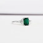 1ct Green Natural Solitaire Baguette Accents Ring 14k White Gold Plated